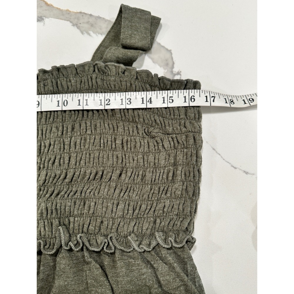 Natural Life Olive Green Smocked Ruffle Wide Leg Jumpsuit Womens XL Boho Knit - Picture 4 of 6